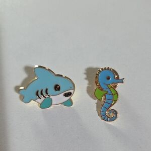 Charming Shark and Seahorse Enamel Pins